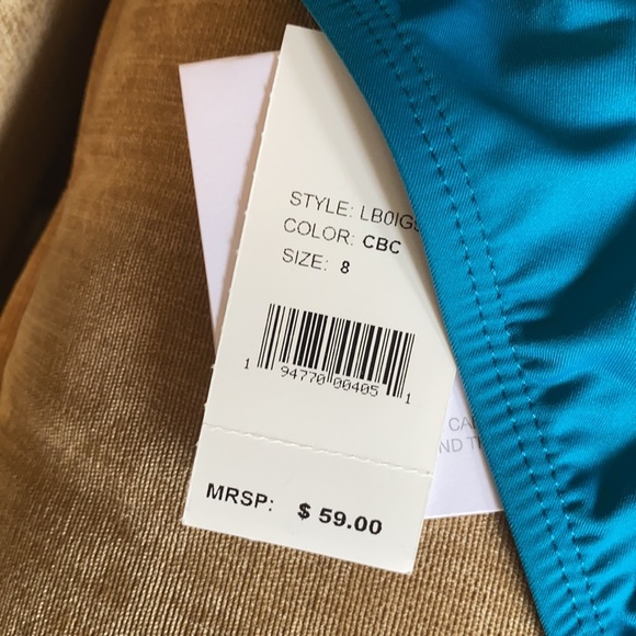 La Blanca Teal Bikini Bottoms S-8 - Picture 3 of 6